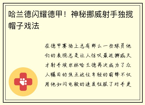 哈兰德闪耀德甲！神秘挪威射手独揽帽子戏法